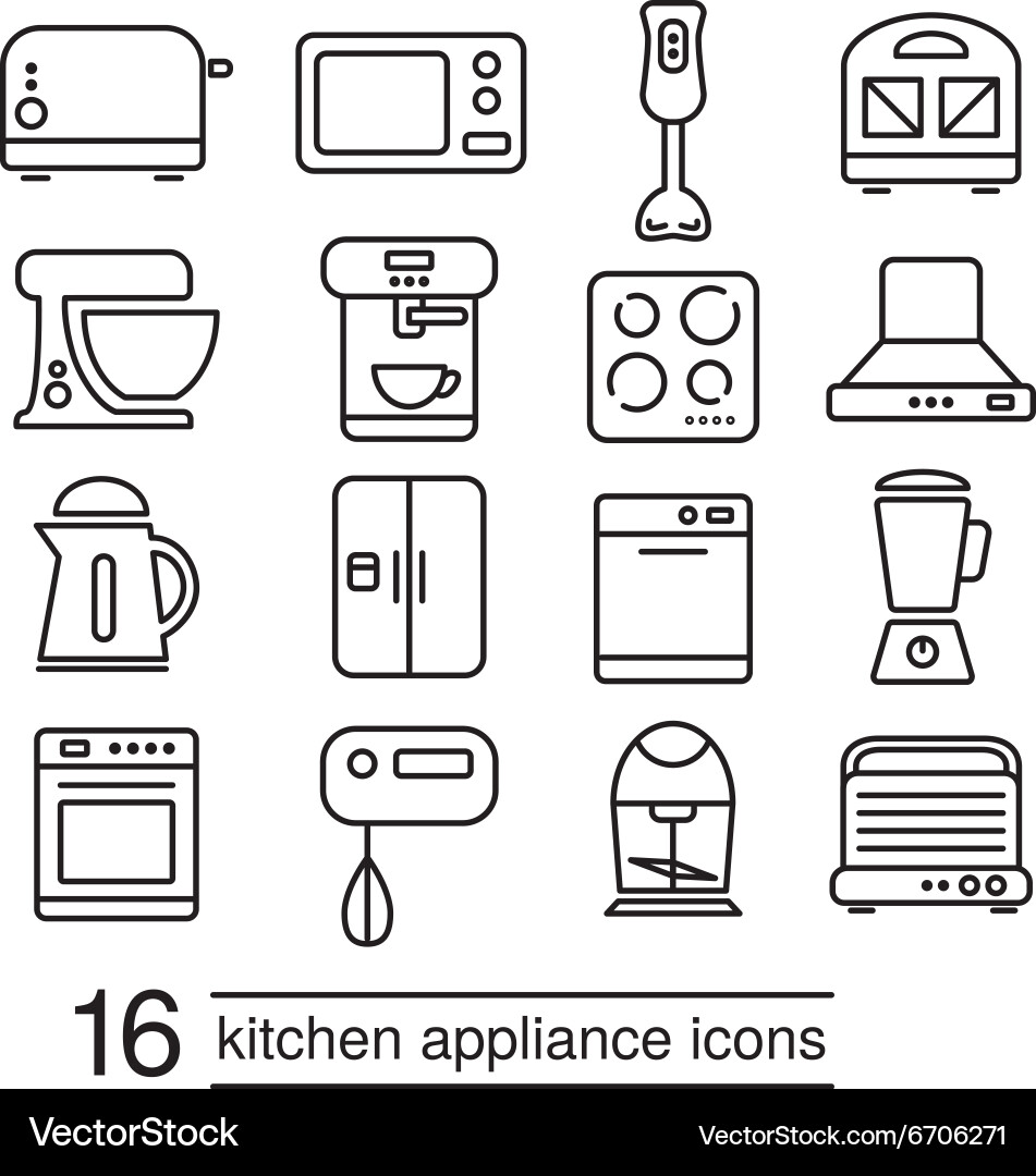Kitchen Appliance Icons Set Vector Image
