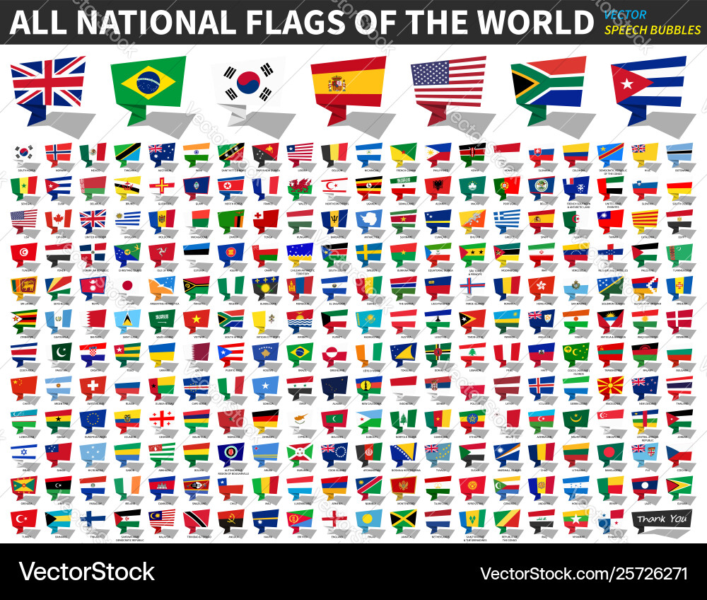 National Flags with Speech Bubbles Vector Image