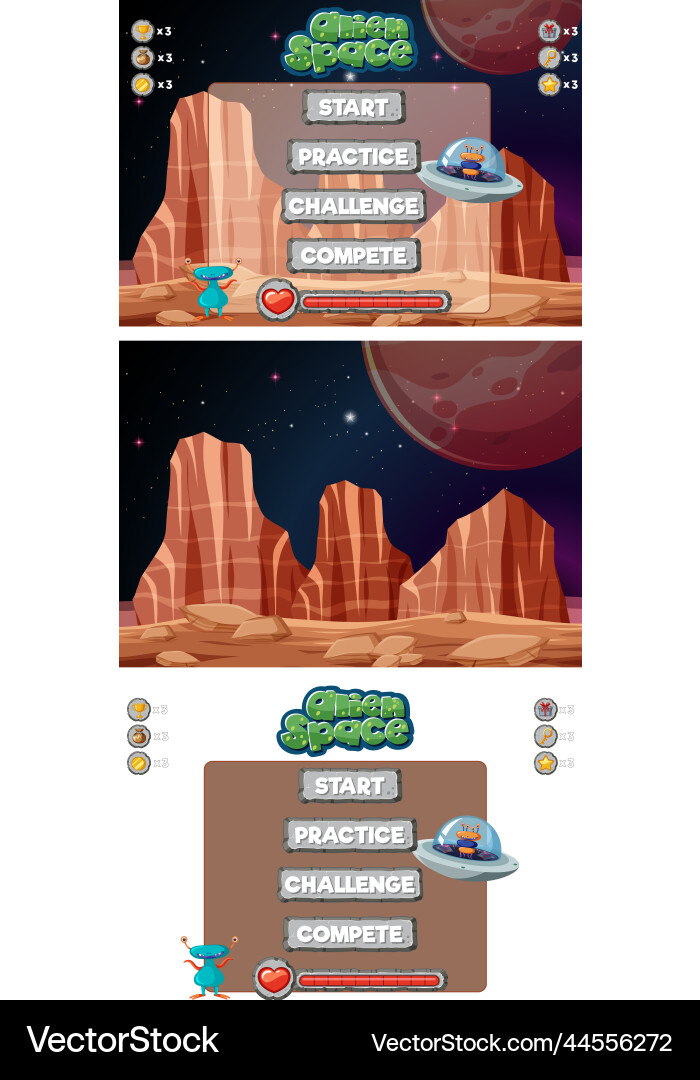 A game background template with elements A game background template with elements Vector Image