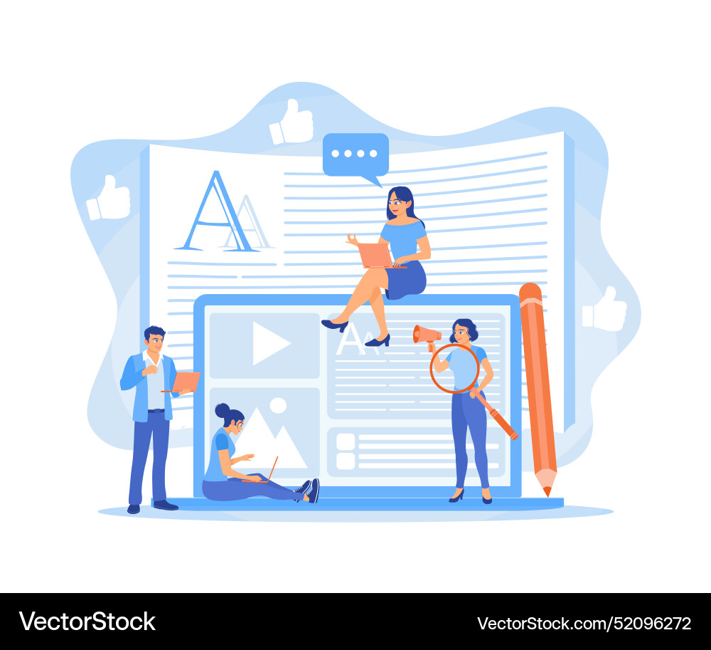 Blog creation bloggers create content and write Blog creation bloggers create content and write vector image