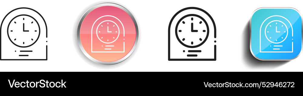 Clock icon thin linear regular and button style vector image