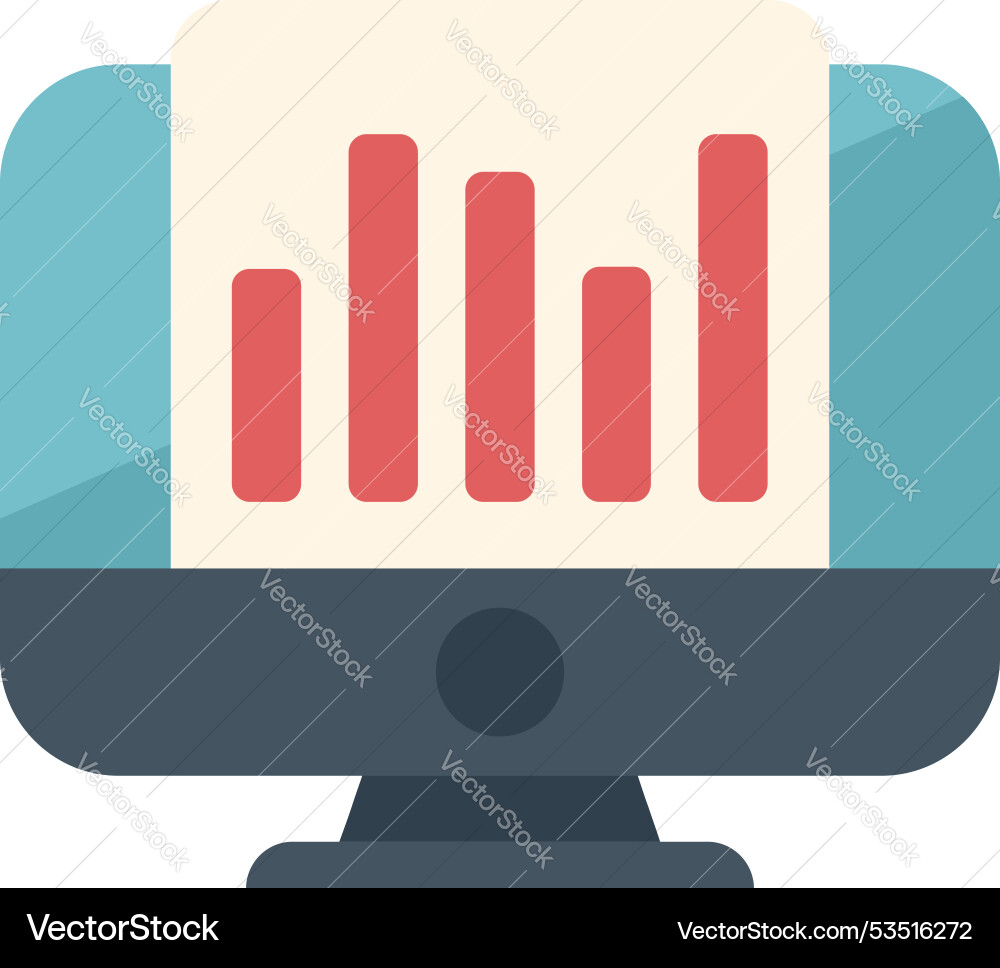 Computer showing statistical business graph Computer showing statistical business graph vector image