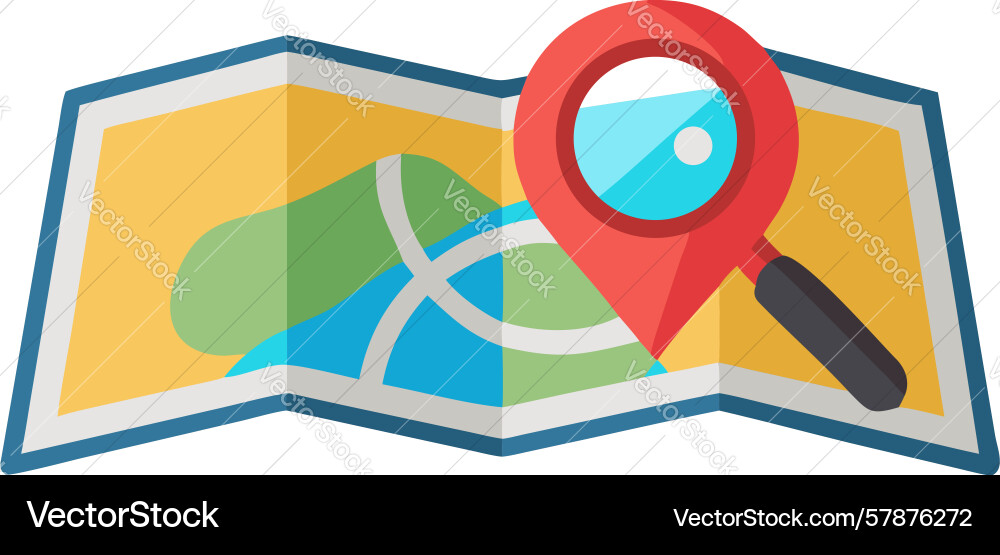 Detailed map search with location pin design Vector Image