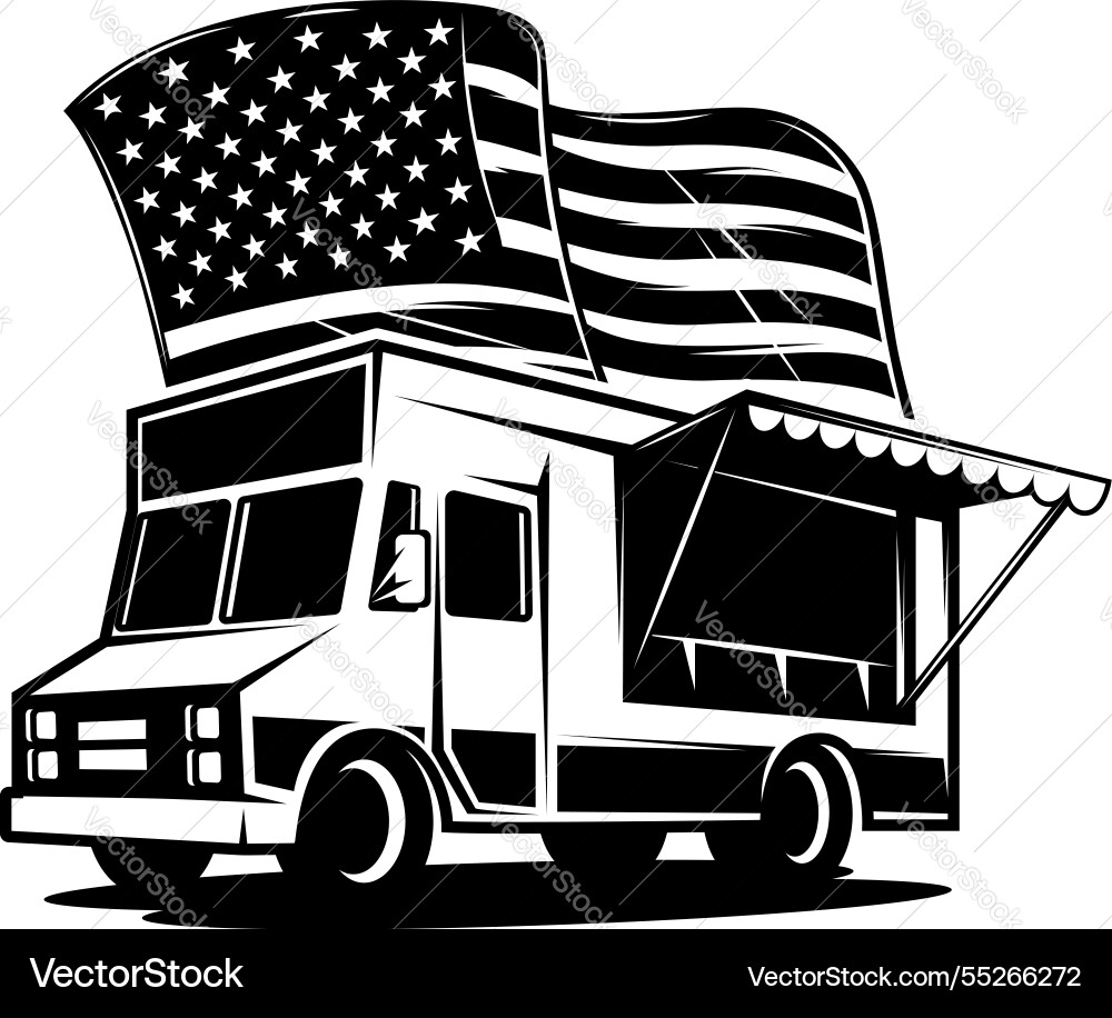 Retro-Food-Truck mit amerikanischer Flagge Design Retro-Food-Truck mit amerikanischer Flagge Design vektorbild