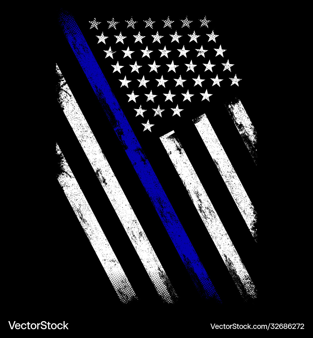 Thin Blue Line Flag - Police Symbol Royalty Free Vector