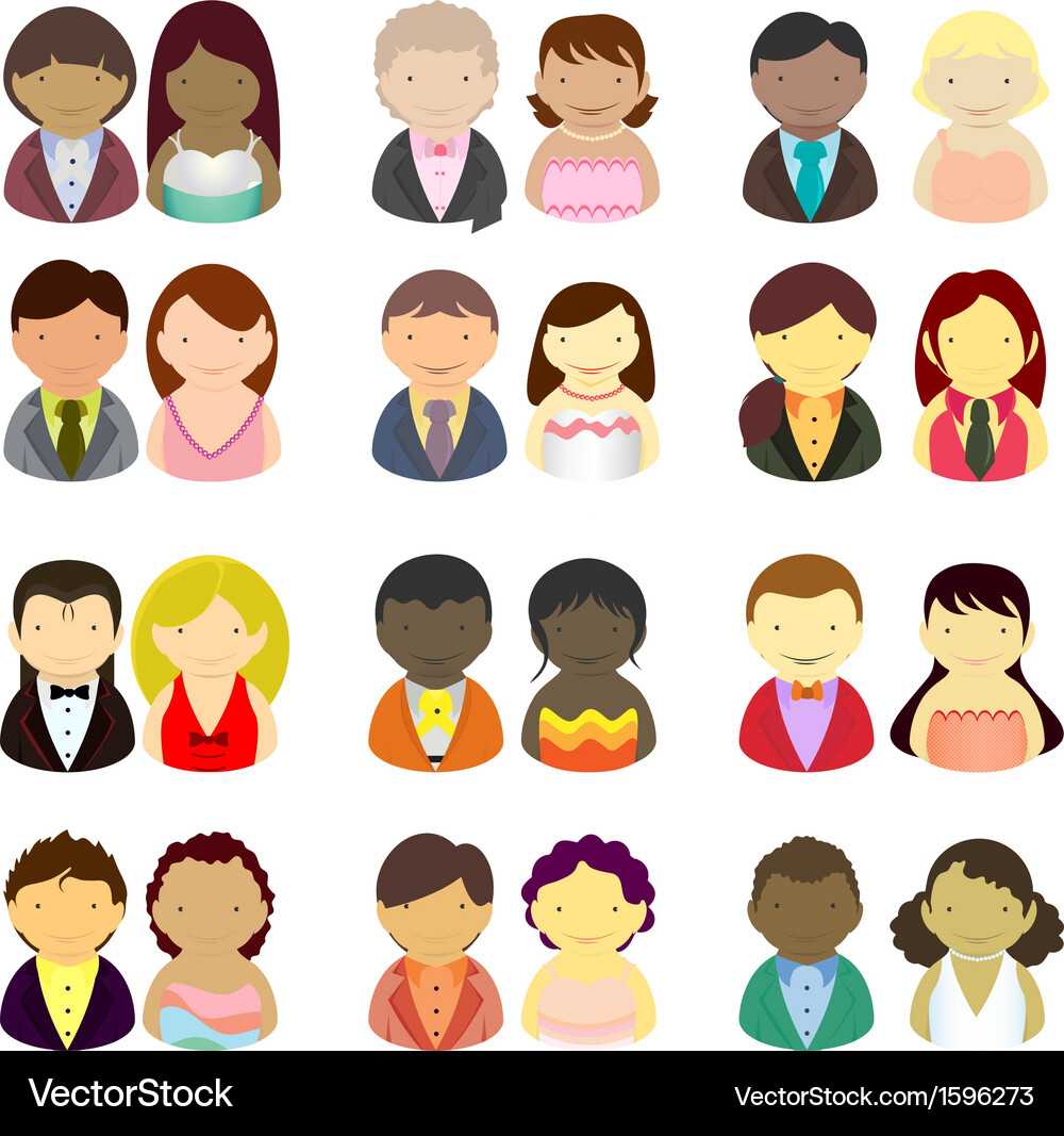 Bride and groom cartoon icon Vector Image