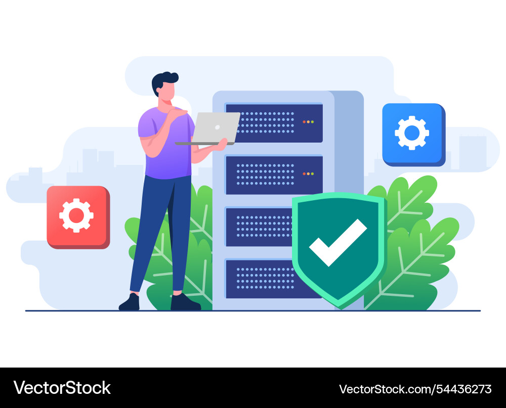 Database protection cyber security data center Database protection cyber security data center vector image