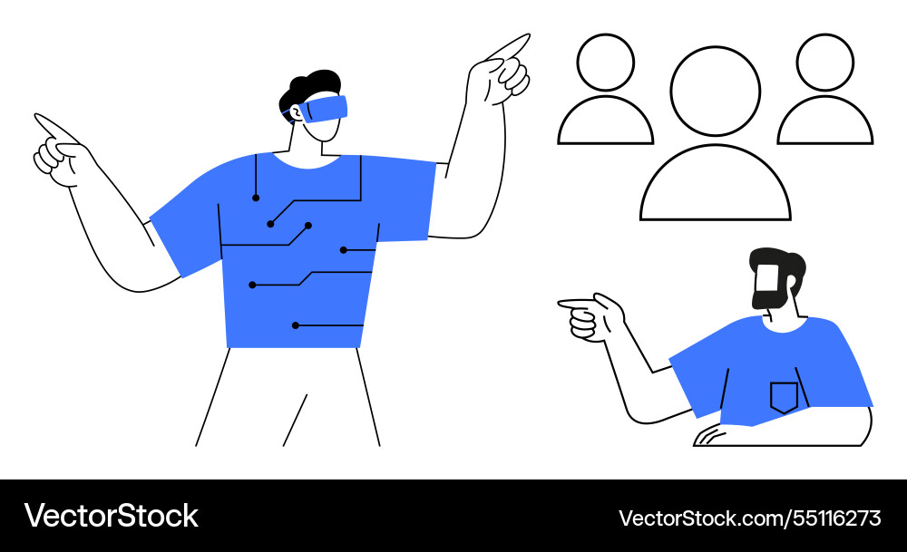Digital interaction virtual reality integration vector image