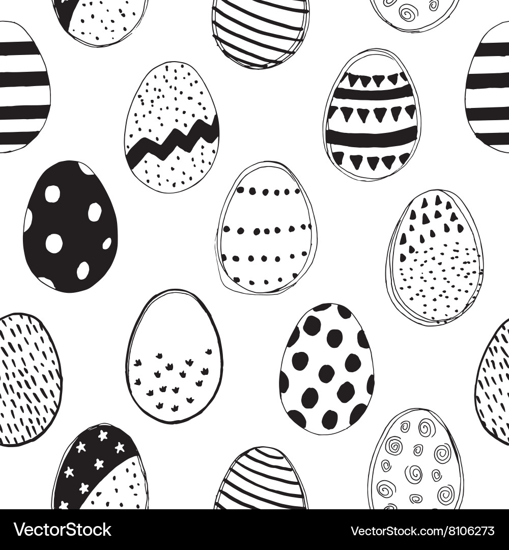 Easter Egg Doodles Pattern Vector Image