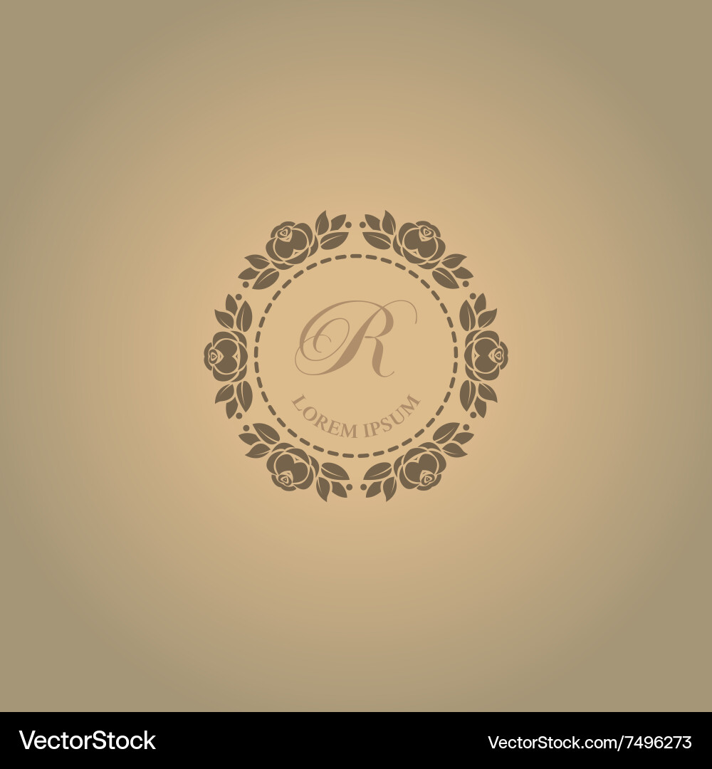 Floral Monogram Wedding Invitation Vector Image