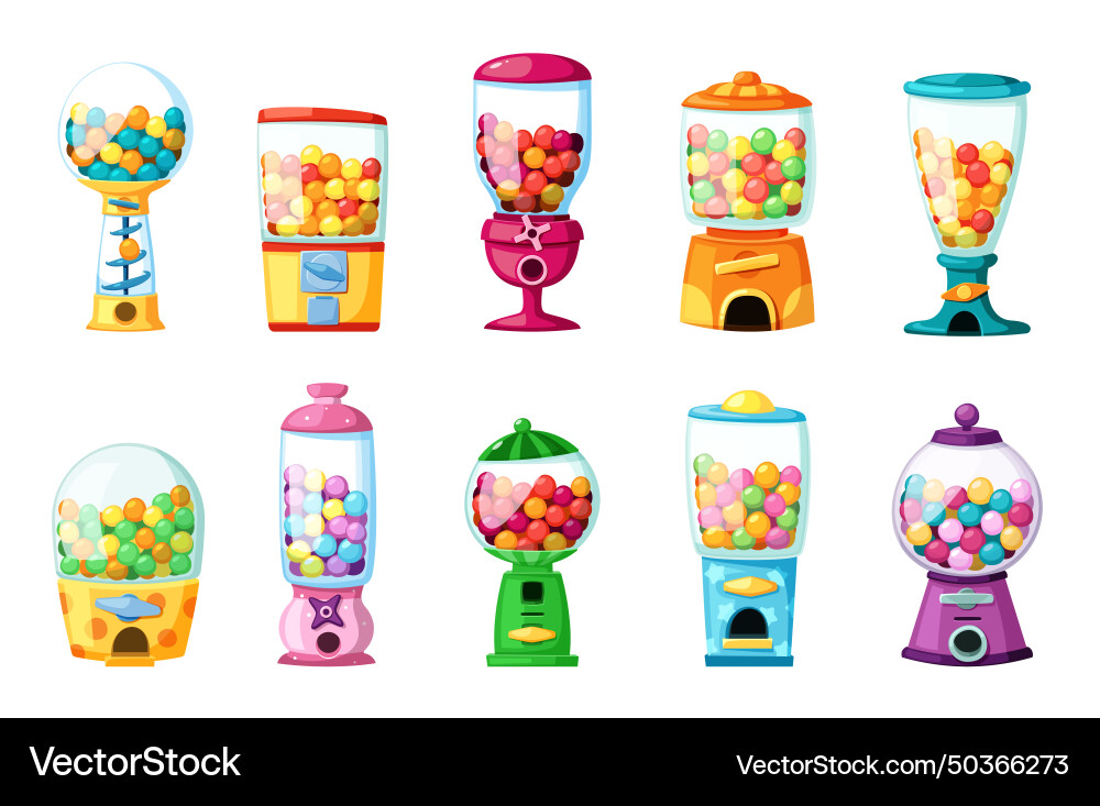 Gumball machine candy bubblegum balls vending vector image