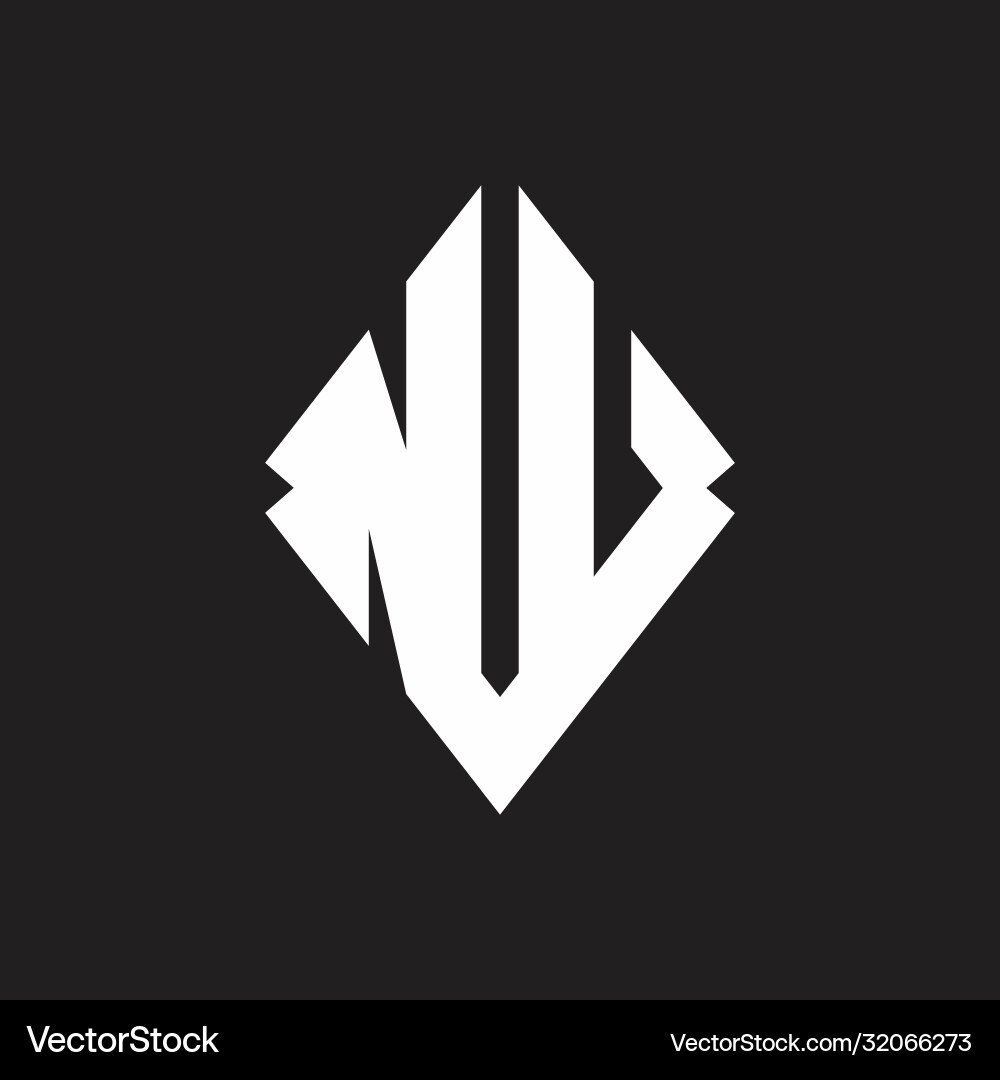 Nu logo monogram with sharp square design template vector image