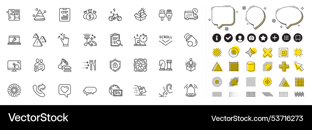 Set of report document web photo and attention Set of report document web photo and attention vector image