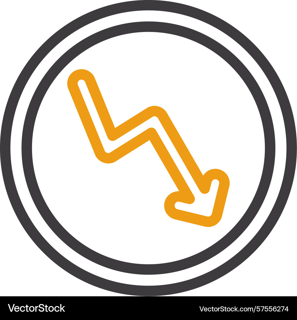 Arrow zigzag down two color icon Vector Image