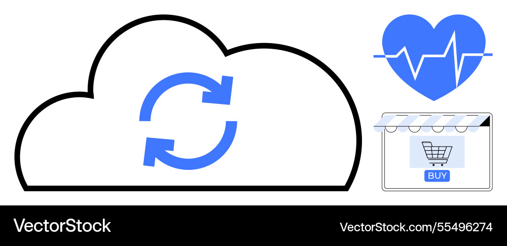 Cloud syncing process connecting health data Cloud syncing process connecting health data vector image