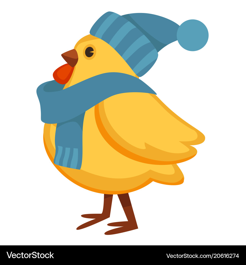 Funny chicken in warm knitted hat and scarf vector image