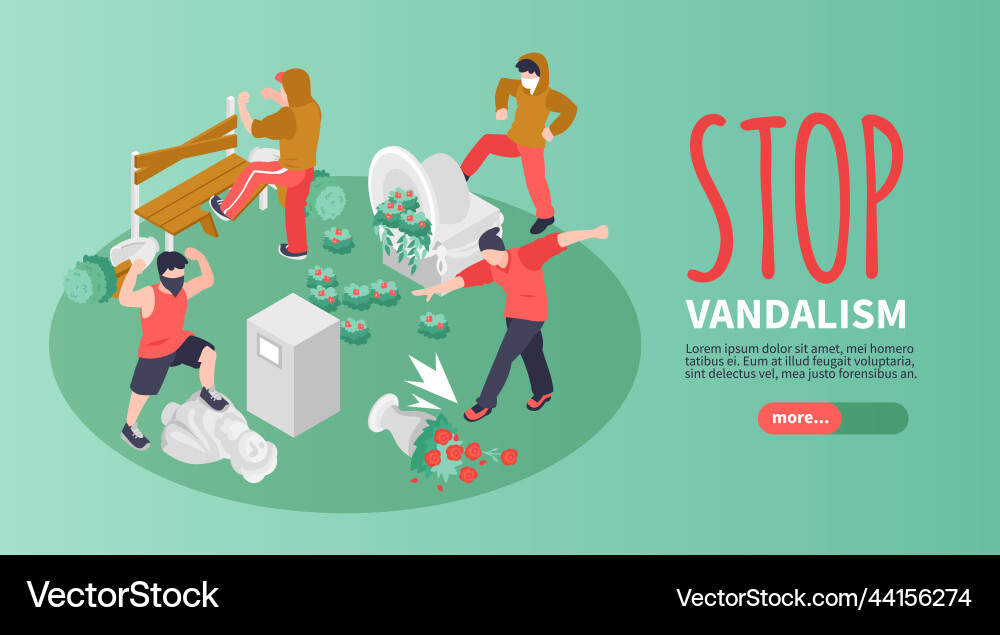 Hooligans isometric banner Royalty Free Vector Image