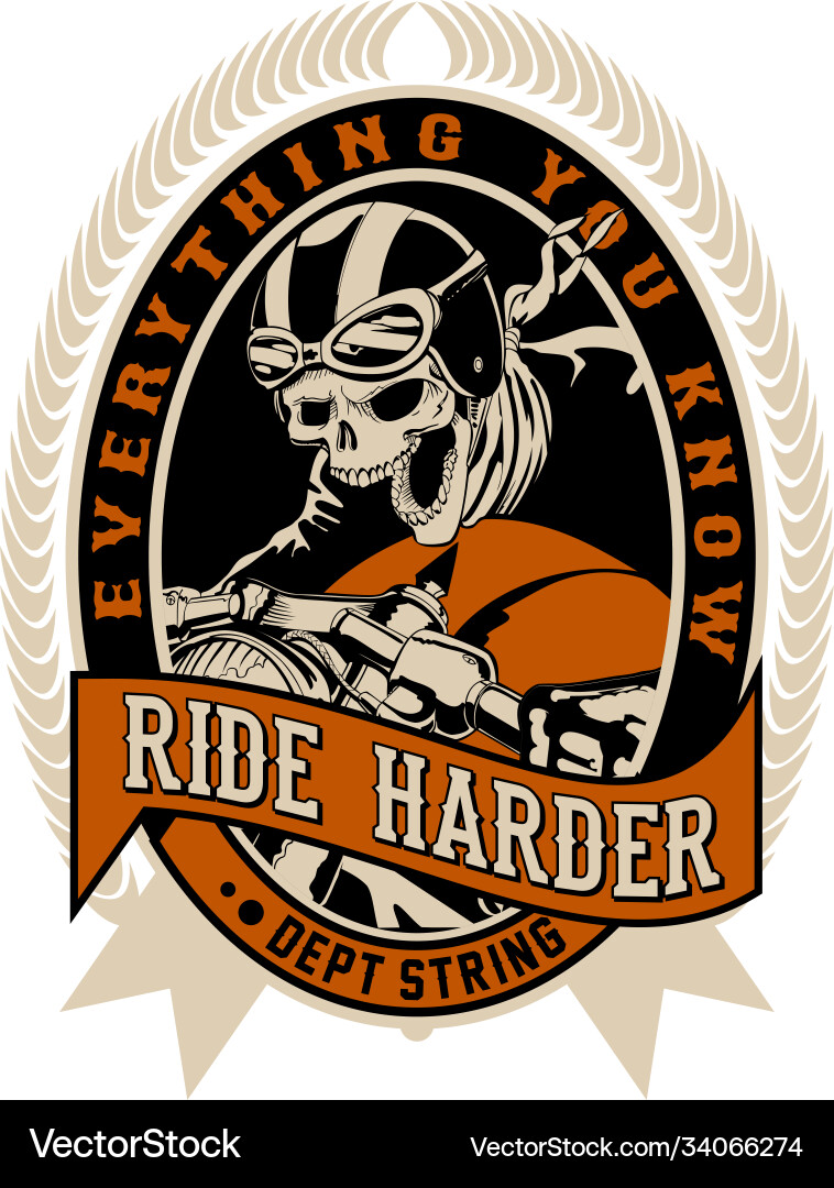 Hot Rod Skull Ride Vector Image