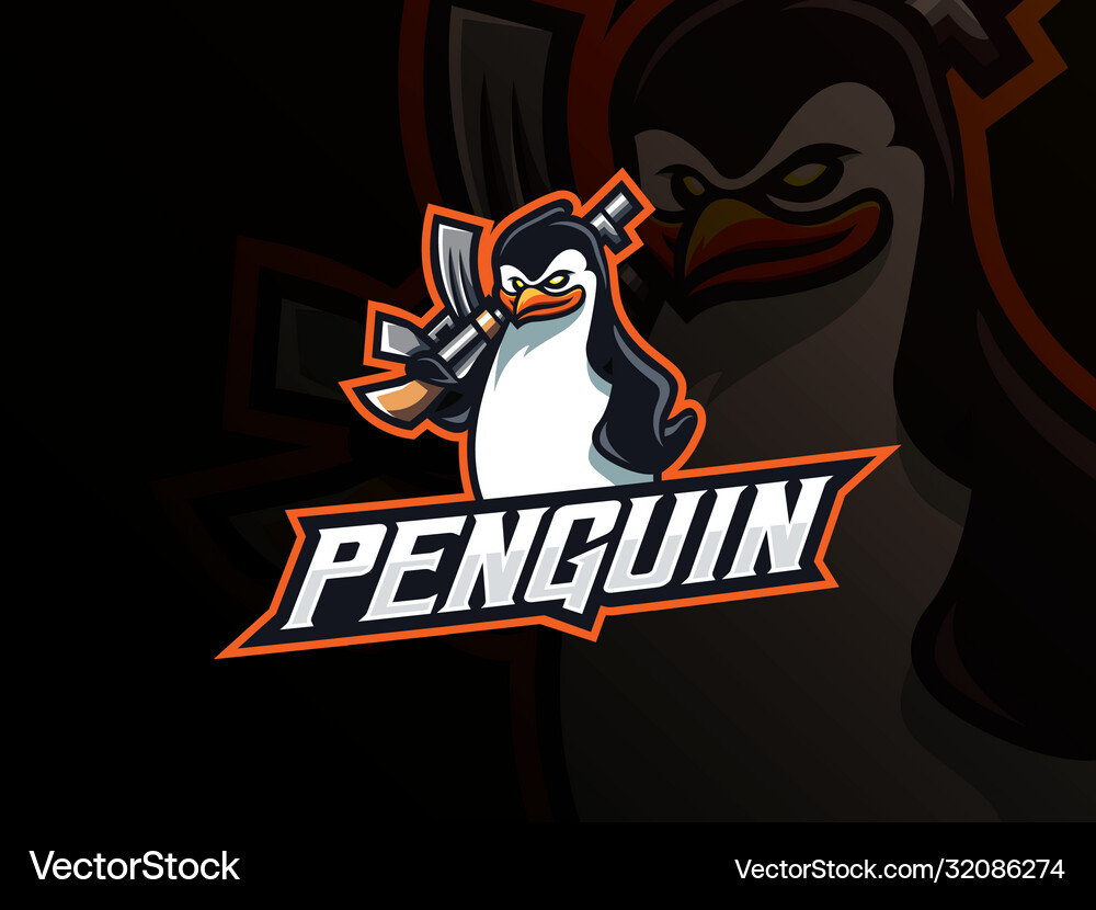 Penguin Esports Mascot Logo Vector Image