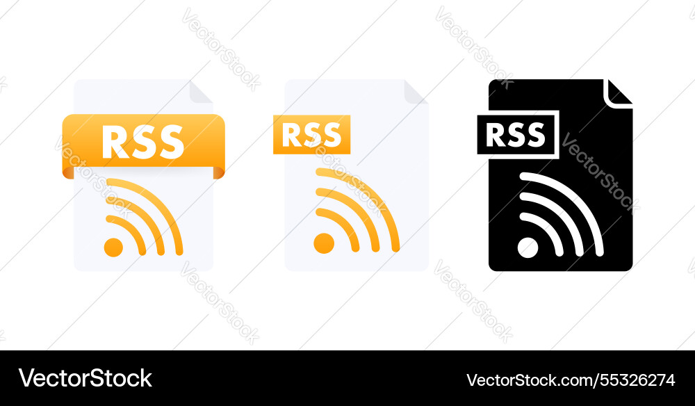 Rss document icons symbolizing web feed formats Rss document icons symbolizing web feed formats vector image