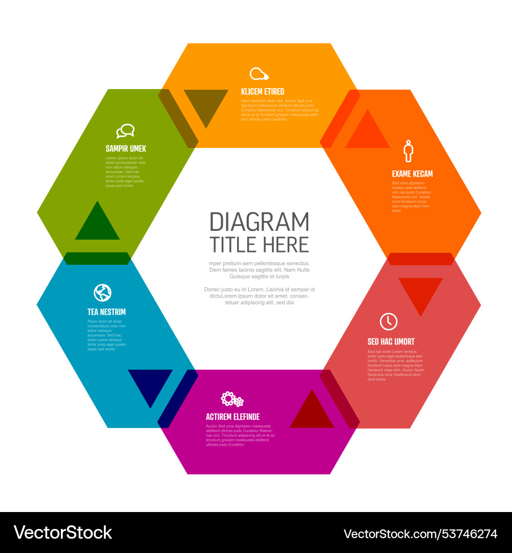 Six content rectangles with triangle arrows Six content rectangles with triangle arrows vector image