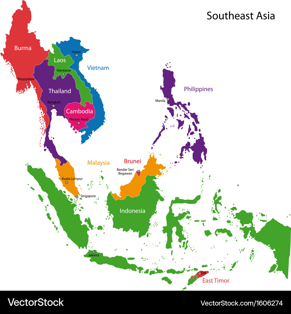 Southeastern asia map vector image