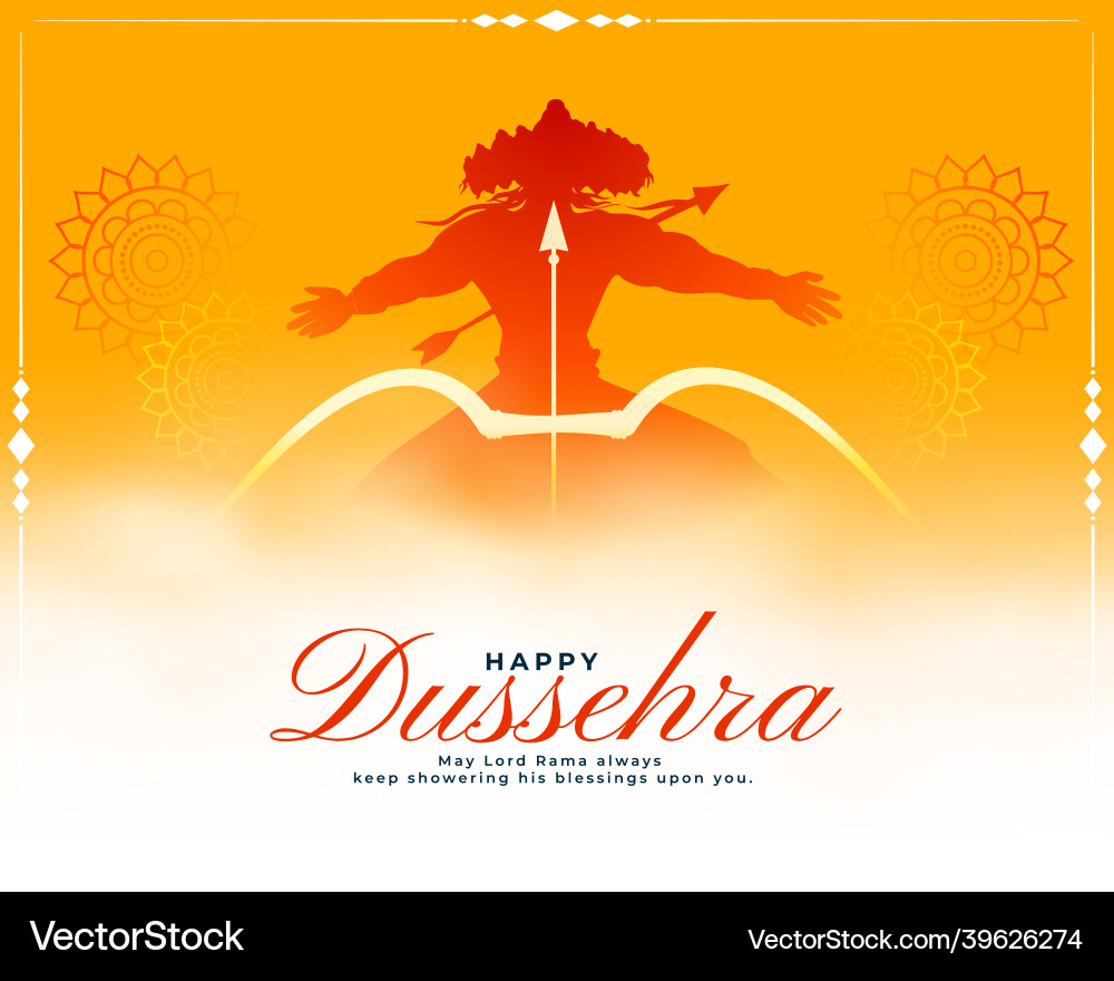 Traditional happy dussehra yellow card design Traditional happy dussehra yellow card design Vector Image