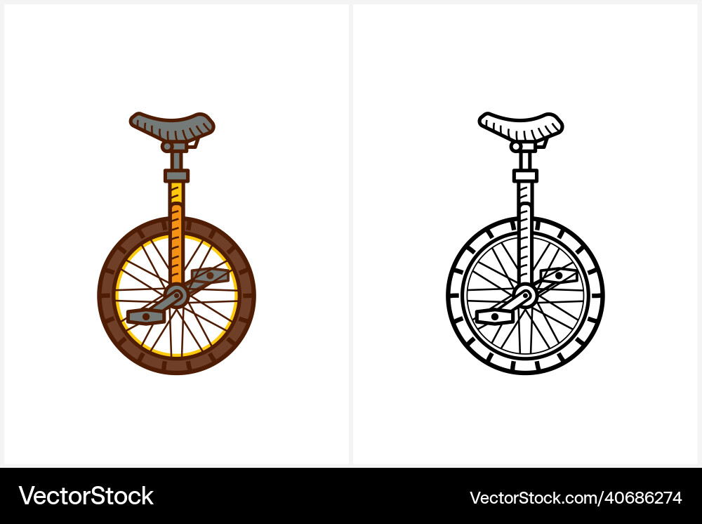 Unicycle coloring page for kids monowheel bicycle Unicycle coloring page for kids monowheel bicycle vector image