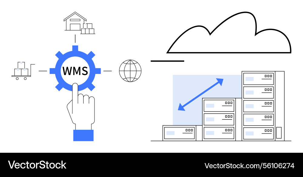 Warehouse management system integration with cloud Warehouse management system integration with cloud vector image