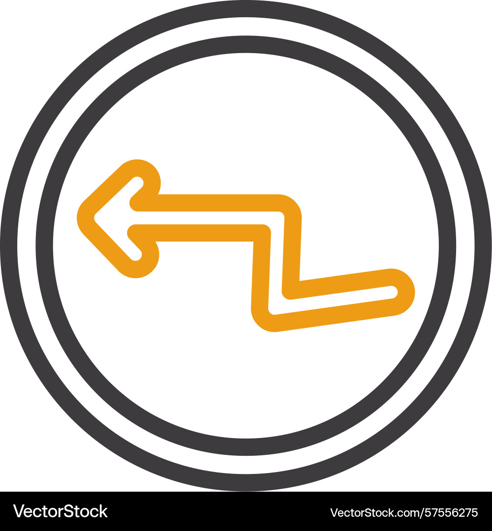 Arrow zigzag left two color icon Vector Image