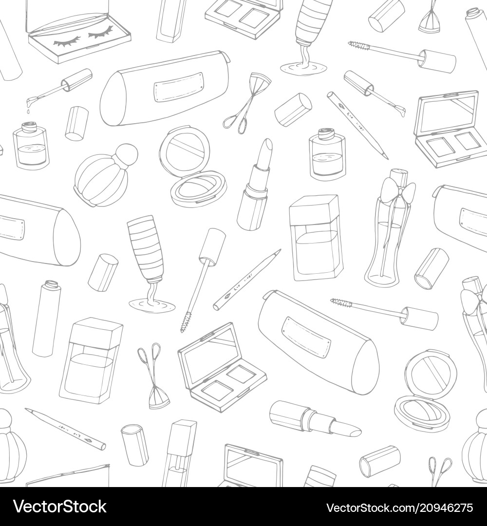 Cosmetics seamless pattern with bottles lacquer Cosmetics seamless pattern with bottles lacquer vector image