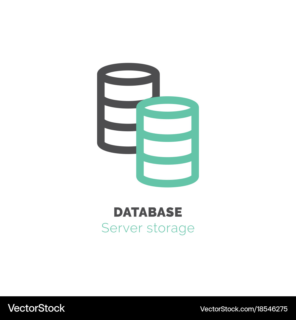 Database Icon - Flat Line Style Vector Image