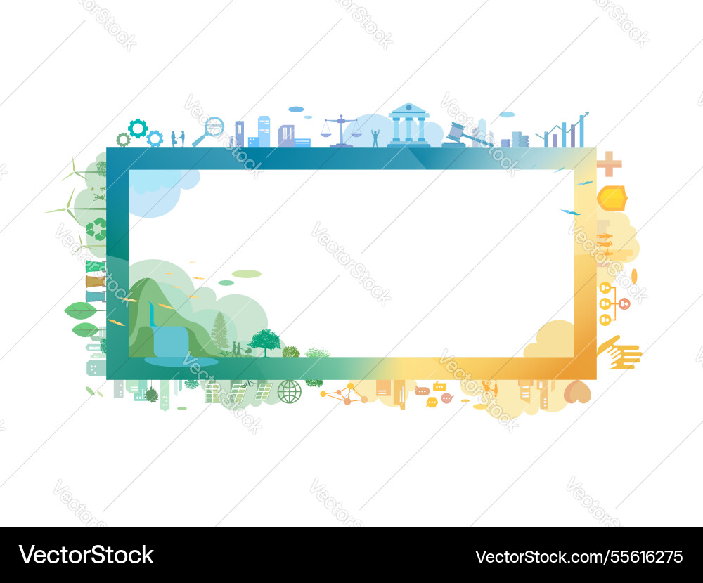 Esg in community with rectangle frame Esg in community with rectangle frame vector image