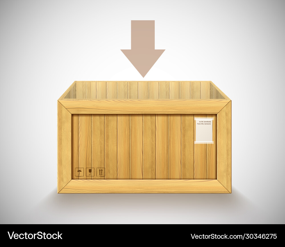 Open wooden rectangular container Open wooden rectangular container vector image