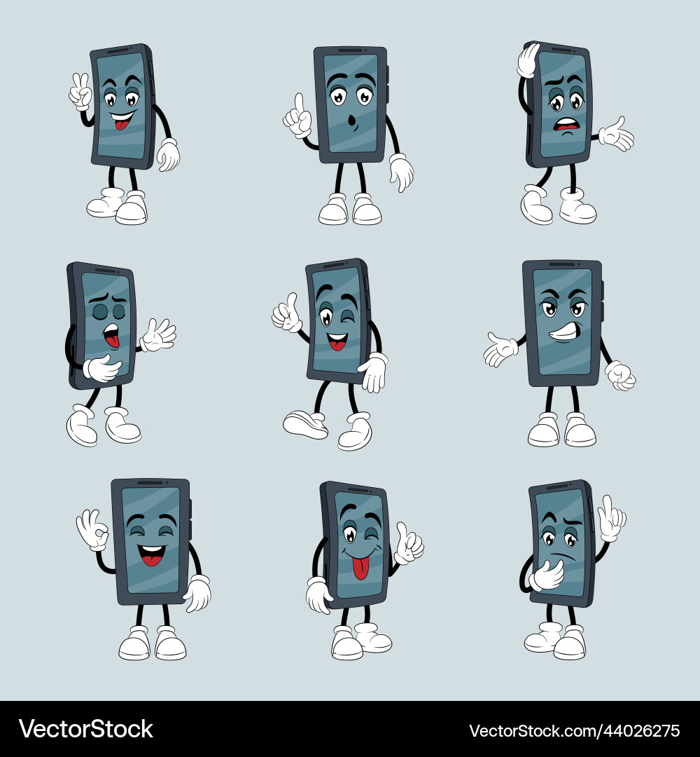 Phone characters cartoon mobile devices actions Vector Image