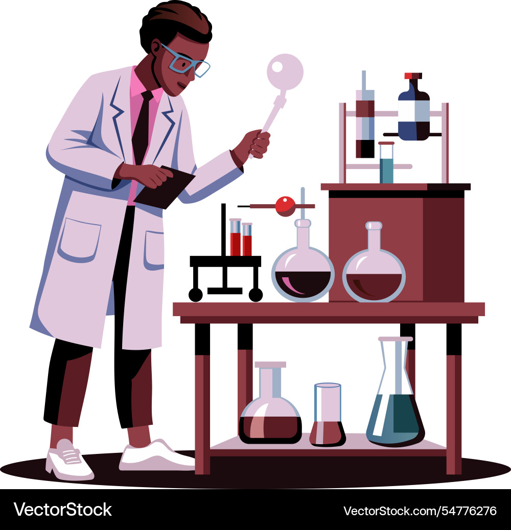 A flat of lab assistant working Vector Image