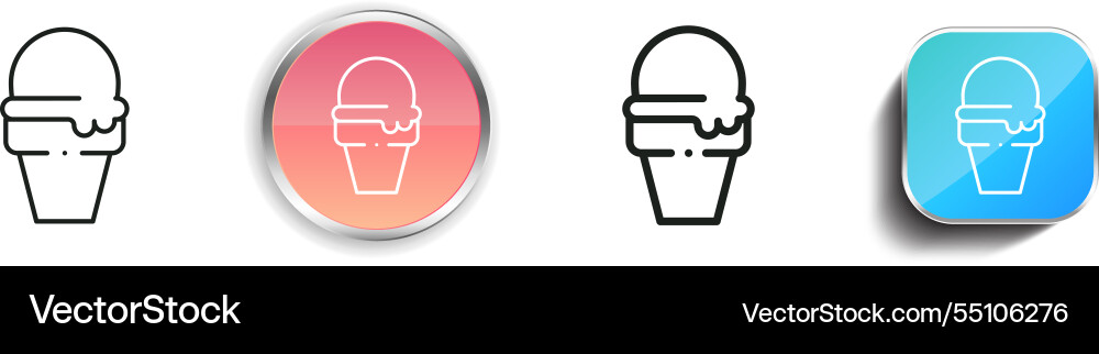 Ice cream icon thin linear regular and button vector image