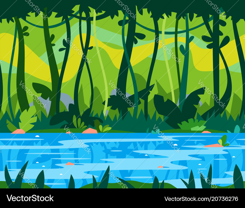 Jungle river game background Royalty Free Vector Image