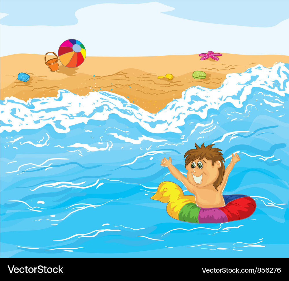 Kid playing in water Vector Image
