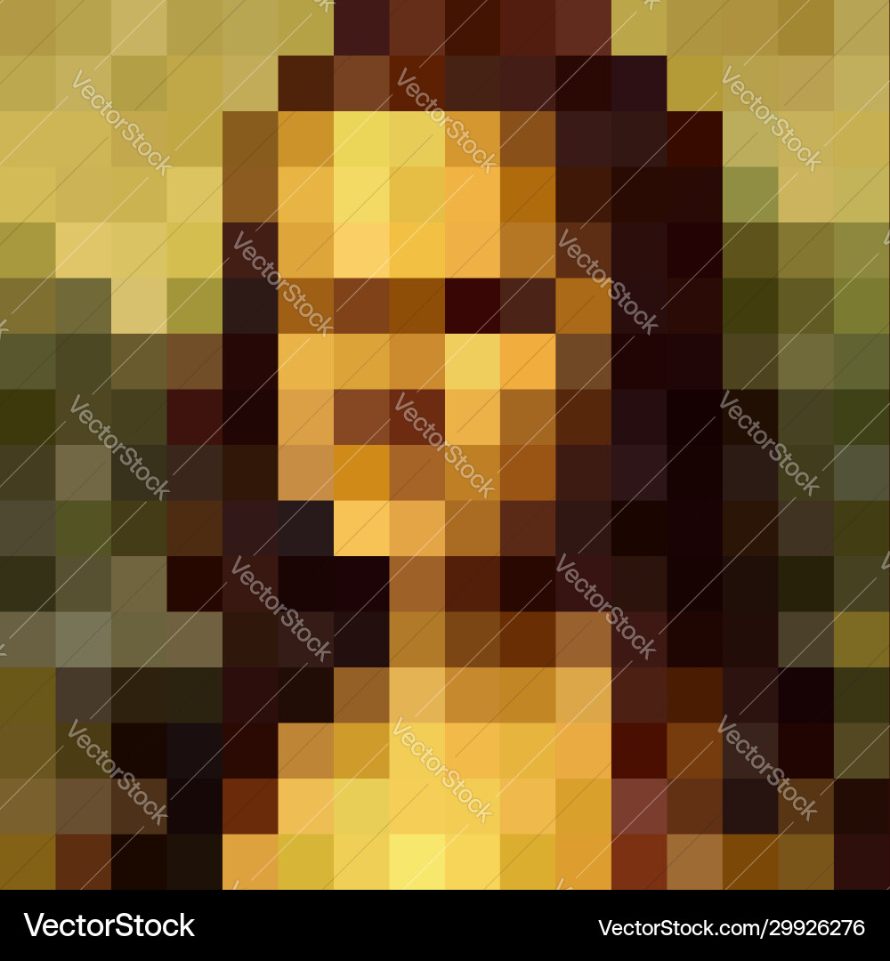 Portrait mona lisa pixel art style graphic Portrait mona lisa pixel art style graphic vector image