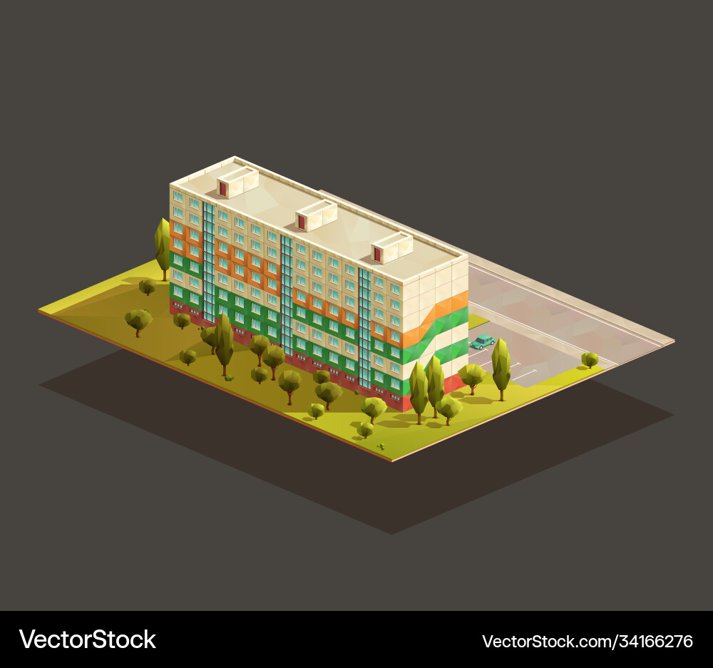 Post soviet block flats isometric realistic Post soviet block flats isometric realistic vector image