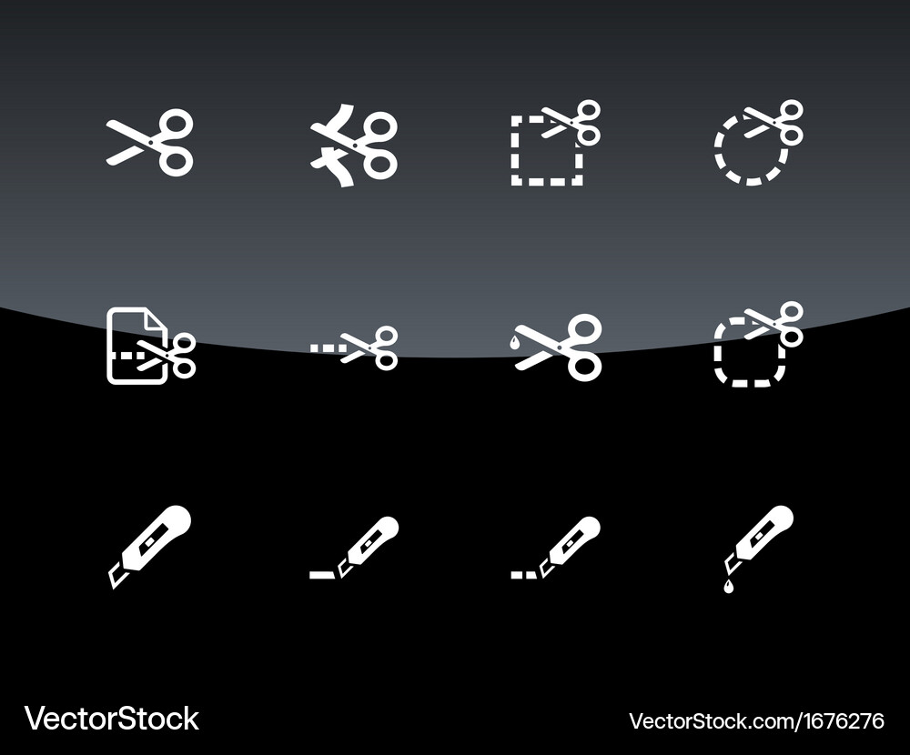 Scissors with cut lines icons Vector Image