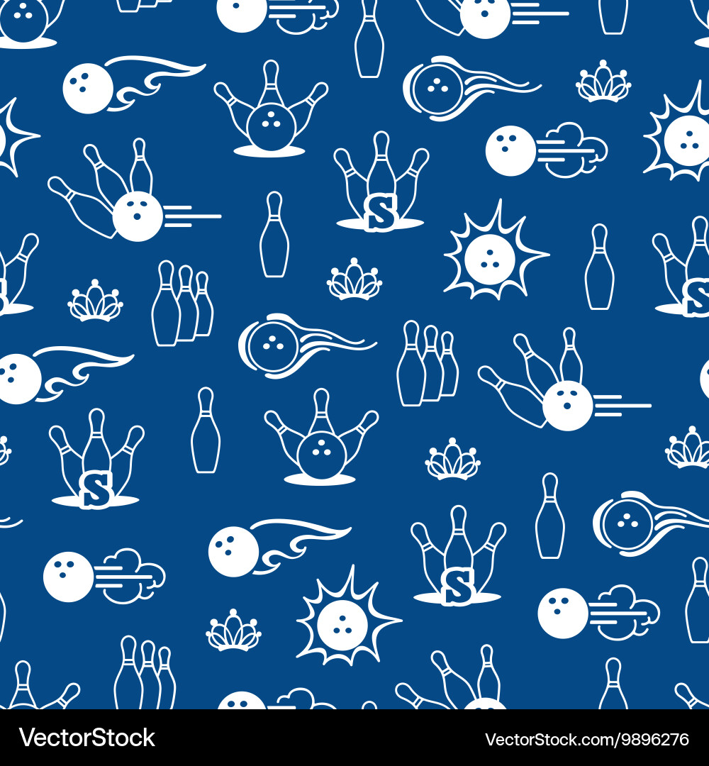 Seamless pattern with line bowling elements vector image