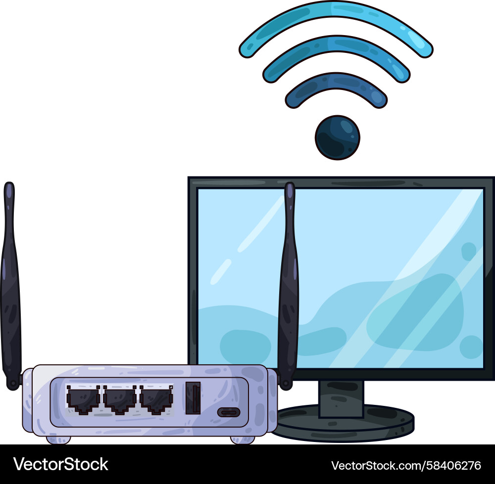 WiFi Router Network Device Vector Image