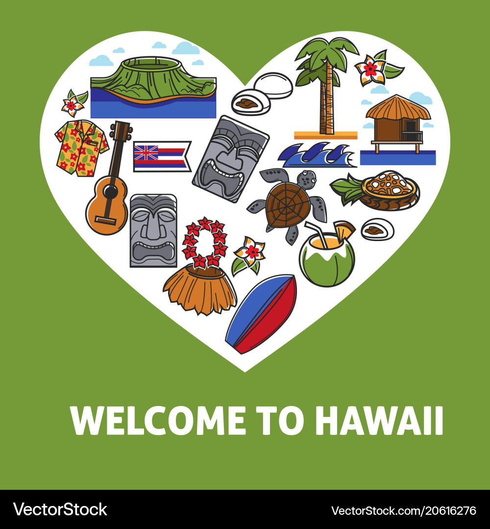 Willkommen bei hawaii promo Banner mit national Willkommen bei hawaii promo Banner mit national vektorbild