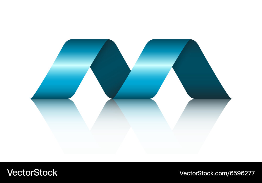 Abstract shape spiral ribbon logo with reflection Vector Image