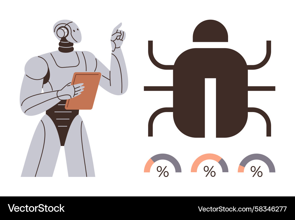 AI Robot Debugging Software Vector Image