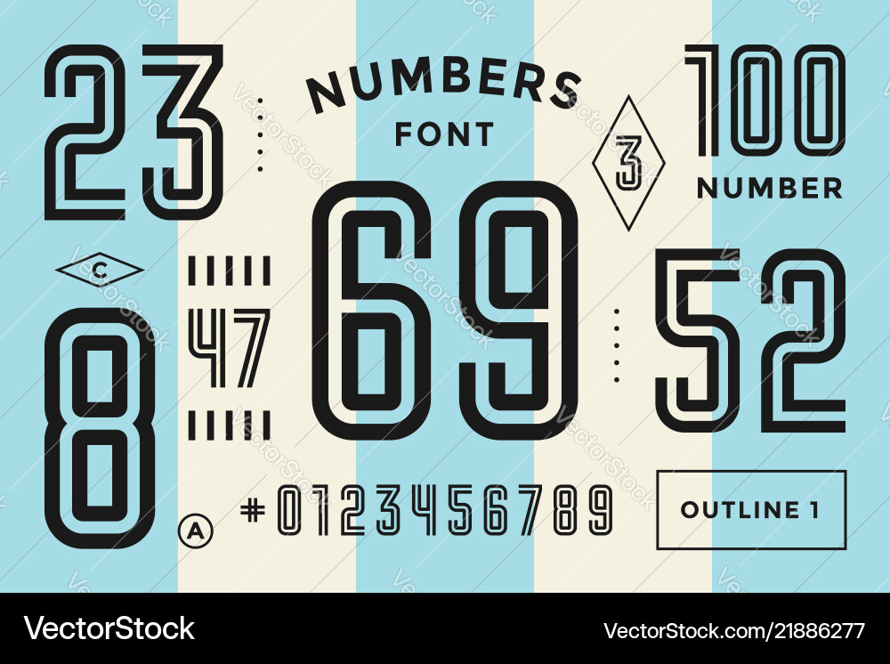 Bold Numeric Sport Font vector image