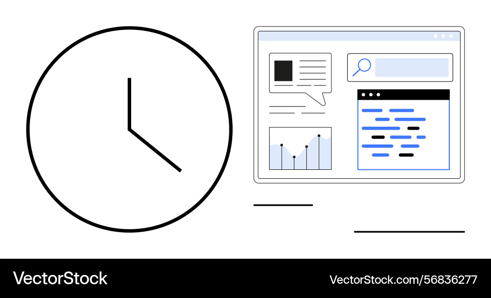 Clock and digital dashboard representing time Clock and digital dashboard representing time Vector Image