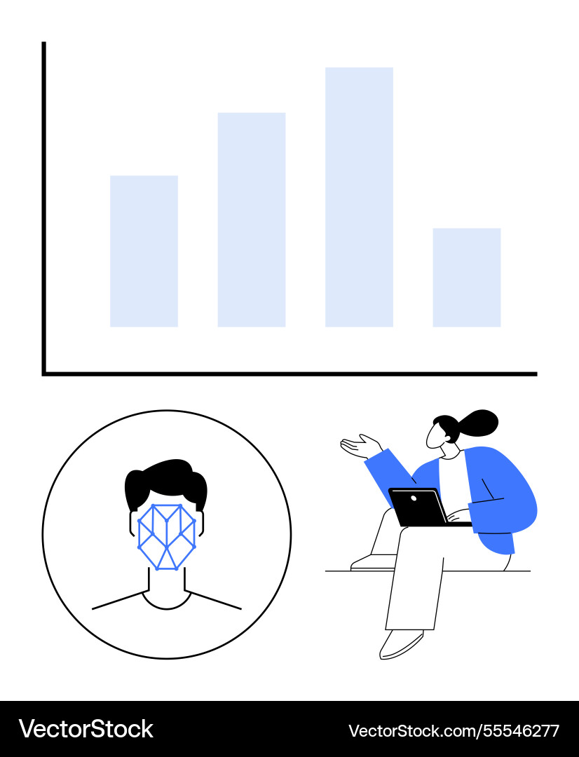 Data analysis with ai face recognition Data analysis with ai face recognition vector image